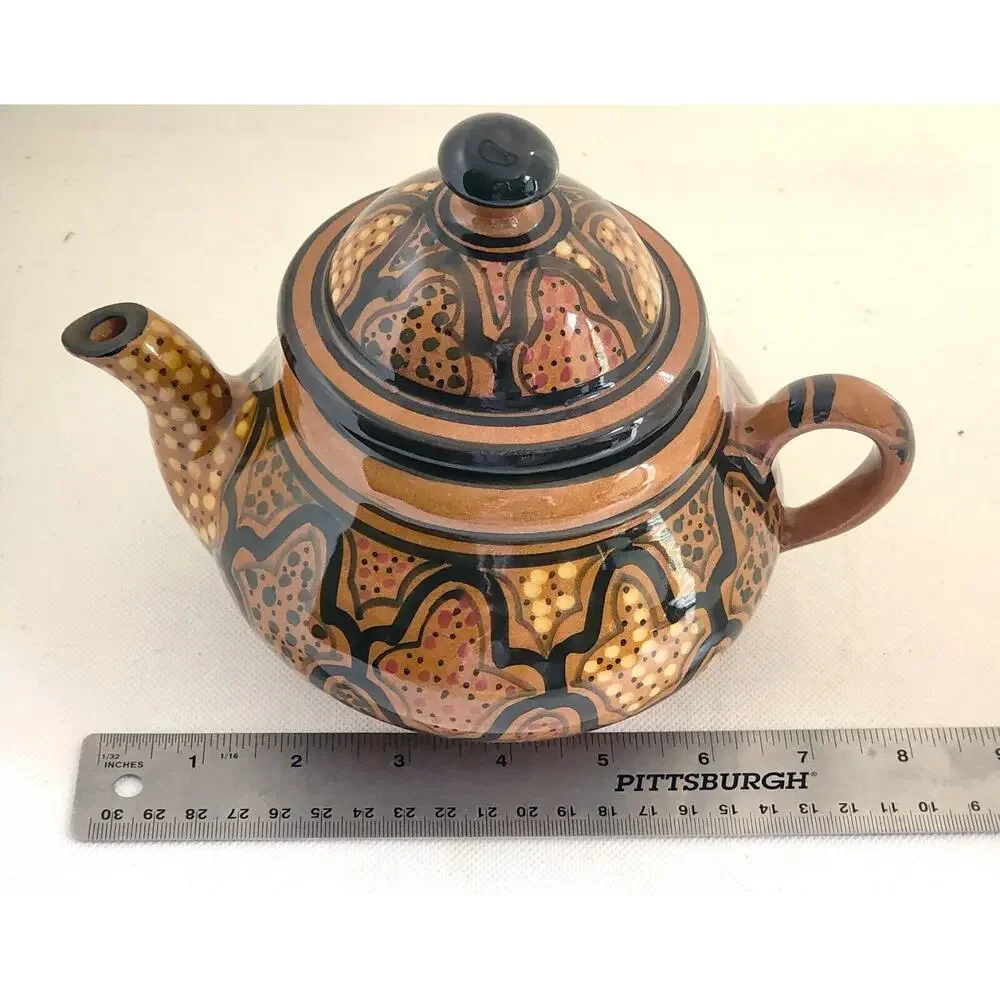 Le Souk Ceramique Tunisian Hand Painted Pottery Teapot Nabeul 8.5